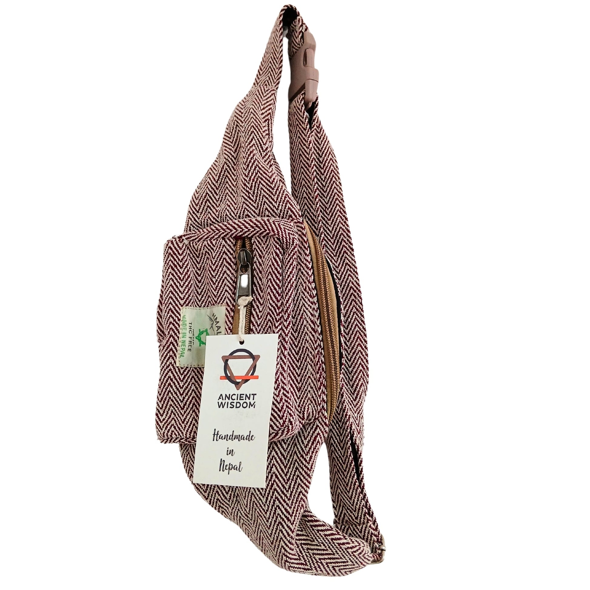 Eco-Friendly Hemp and Cotton Bumbag - Wine product packaging on clean background from Quintessential Holistic Health Ltd