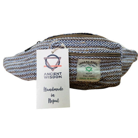 Eco-Friendly Hemp and Cotton Bumbag - Blue product packaging on clean background from Quintessential Holistic Health Ltd