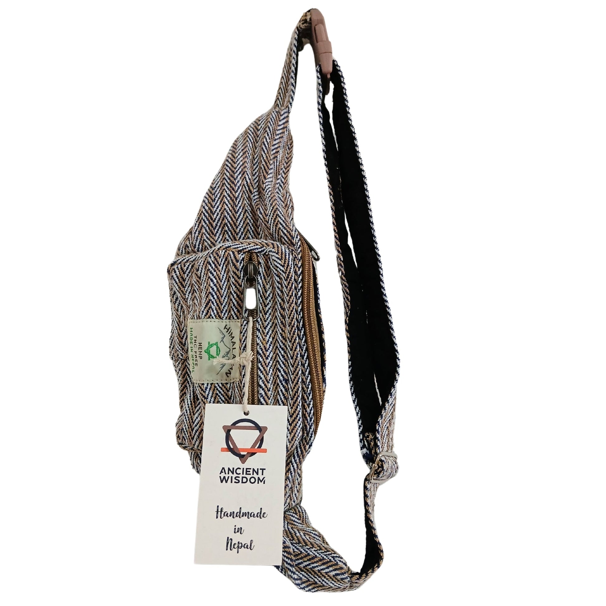 Eco-Friendly Hemp and Cotton Bumbag - Blue product packaging on clean background from Quintessential Holistic Health Ltd