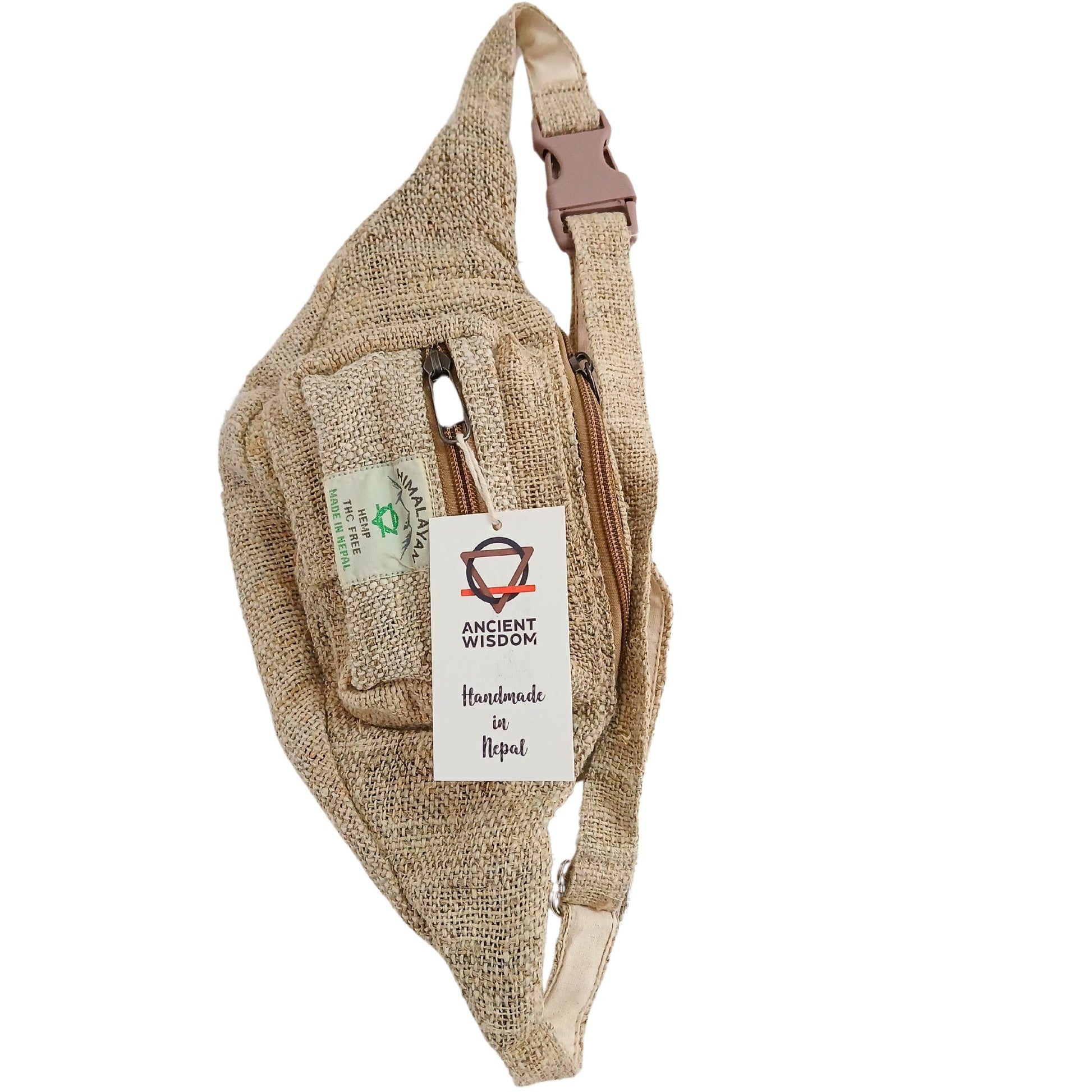 Eco-Friendly Extra Pure Hemp and Cotton Bumbag - Natural product packaging on clean background from Quintessential Holistic Health Ltd