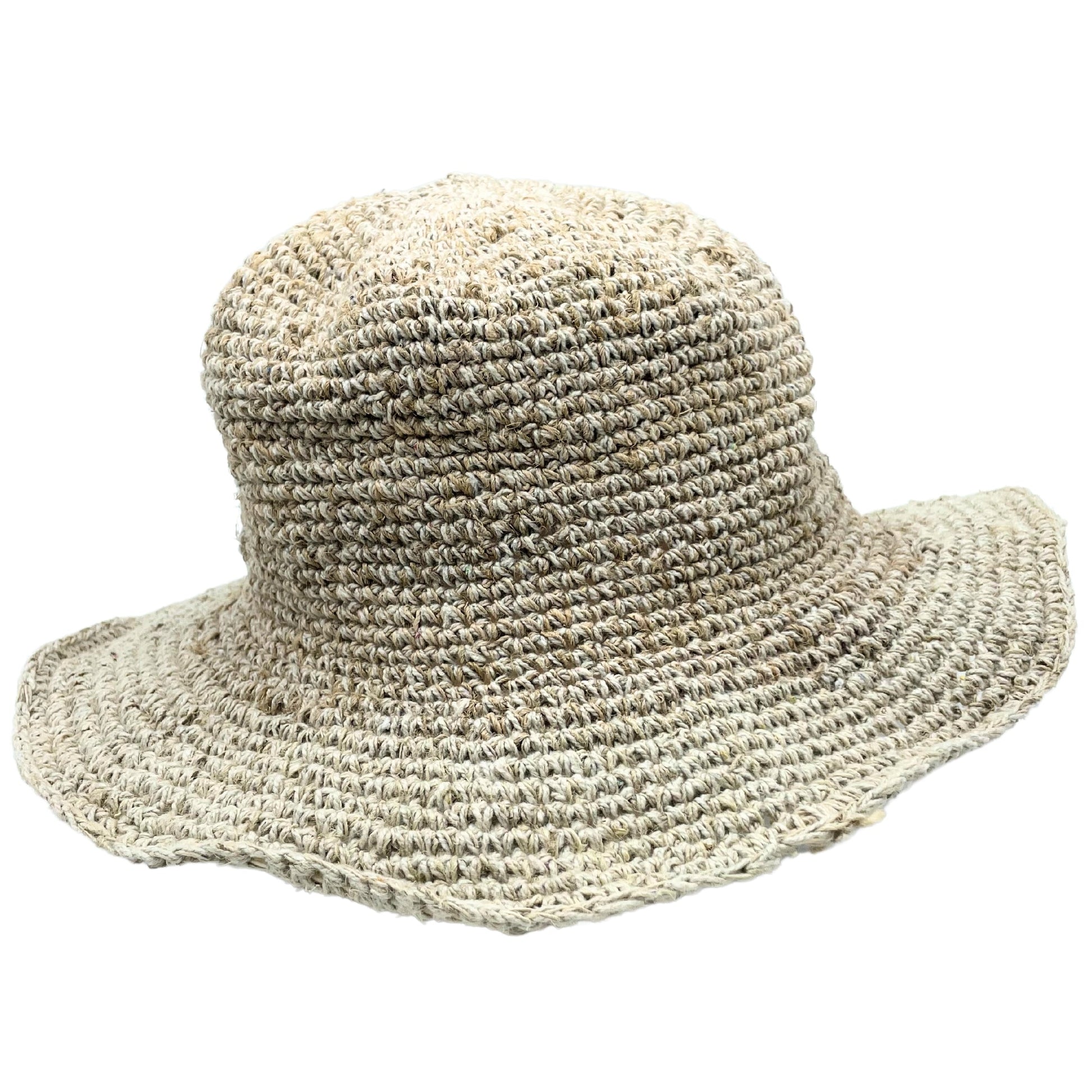 Hand Knitted Eco-Friendly Hemp and Cotton Unisex Boho Festival Hat - Natural product packaging on clean background from Quintessential Holistic Health Ltd