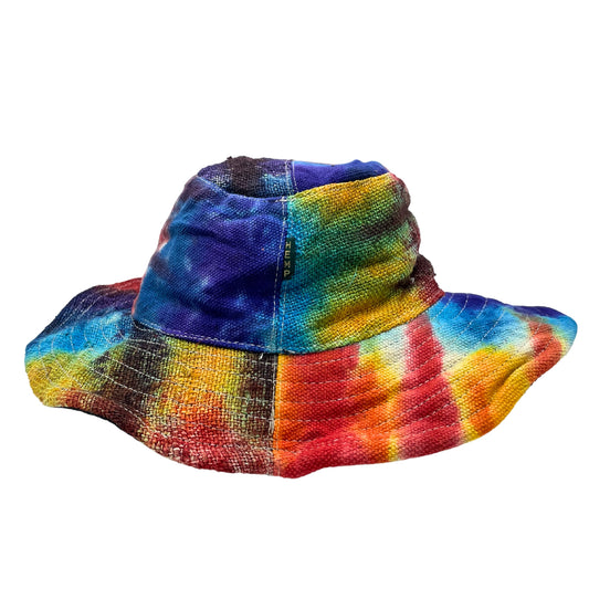 Eco-Friendly Hemp and Cotton Patch and Wired Unisex Boho Festival Hat - Tie Dyed