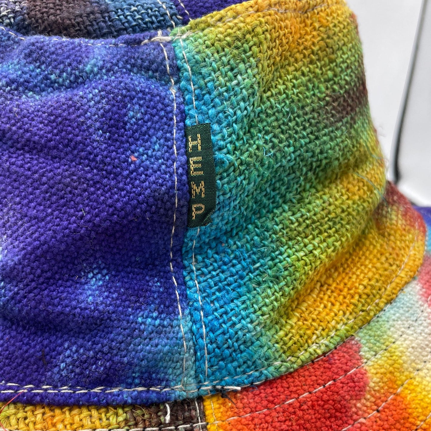 Eco-Friendly Hemp and Cotton Patch and Wired Unisex Boho Festival Hat - Tie Dyed product packaging on clean background from Quintessential Holistic Health Ltd