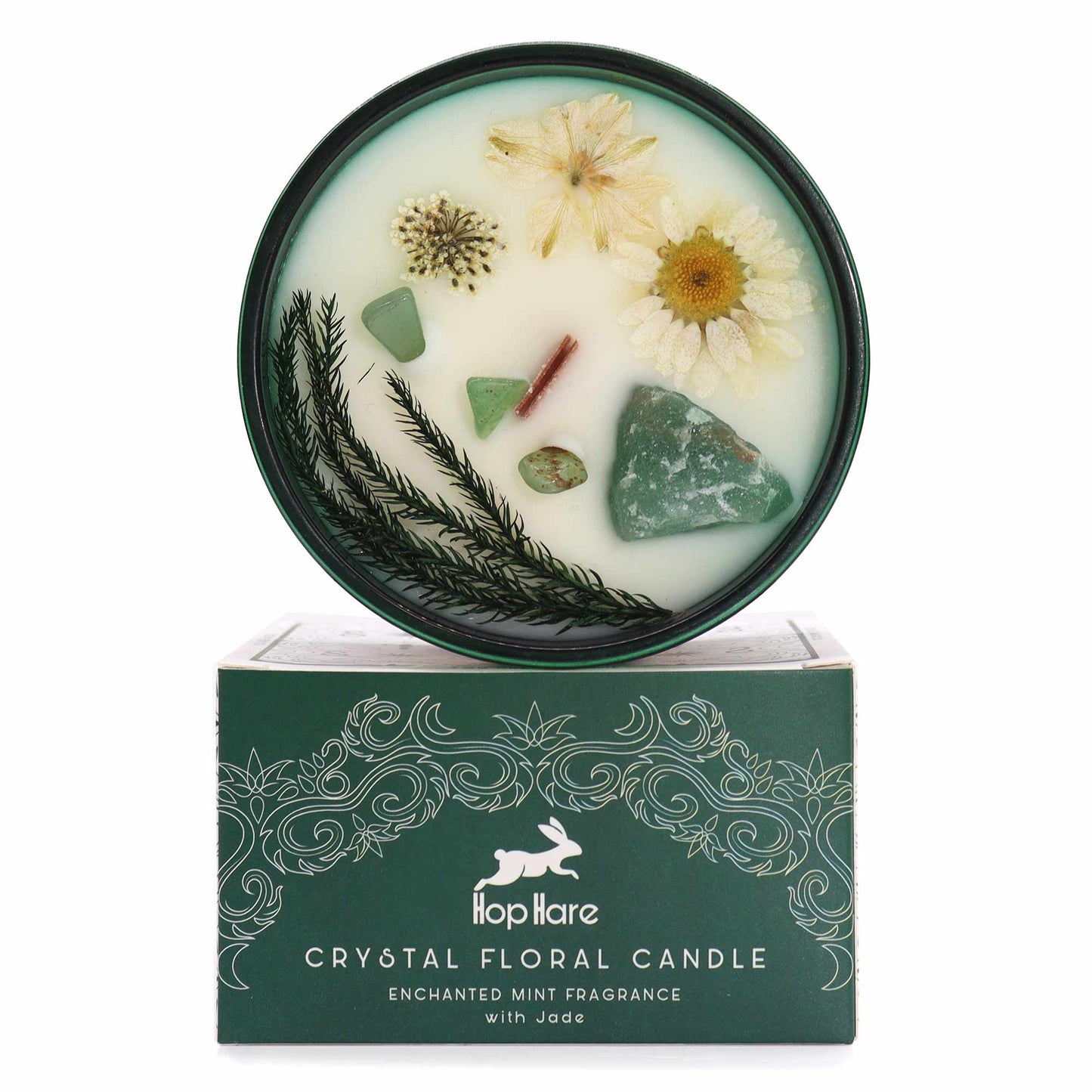 Crystal Magic Flower Eco-Friendly Soy Wax Candle - The Magician product packaging on clean background from Quintessential Holistic Health Ltd