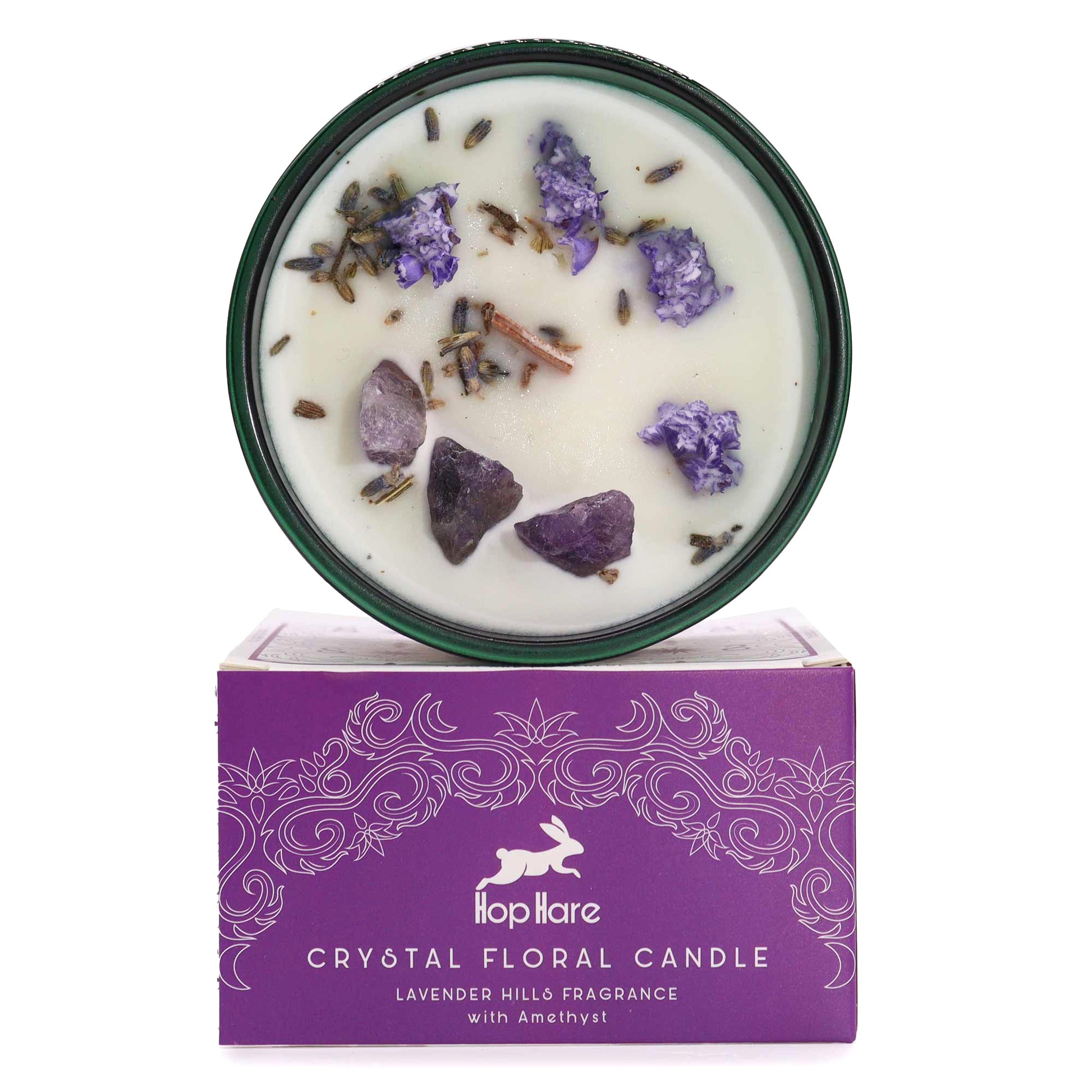 Crystal Magic Flower Eco-Friendly Soy Wax Candle - The Moon product packaging on clean background from Quintessential Holistic Health Ltd