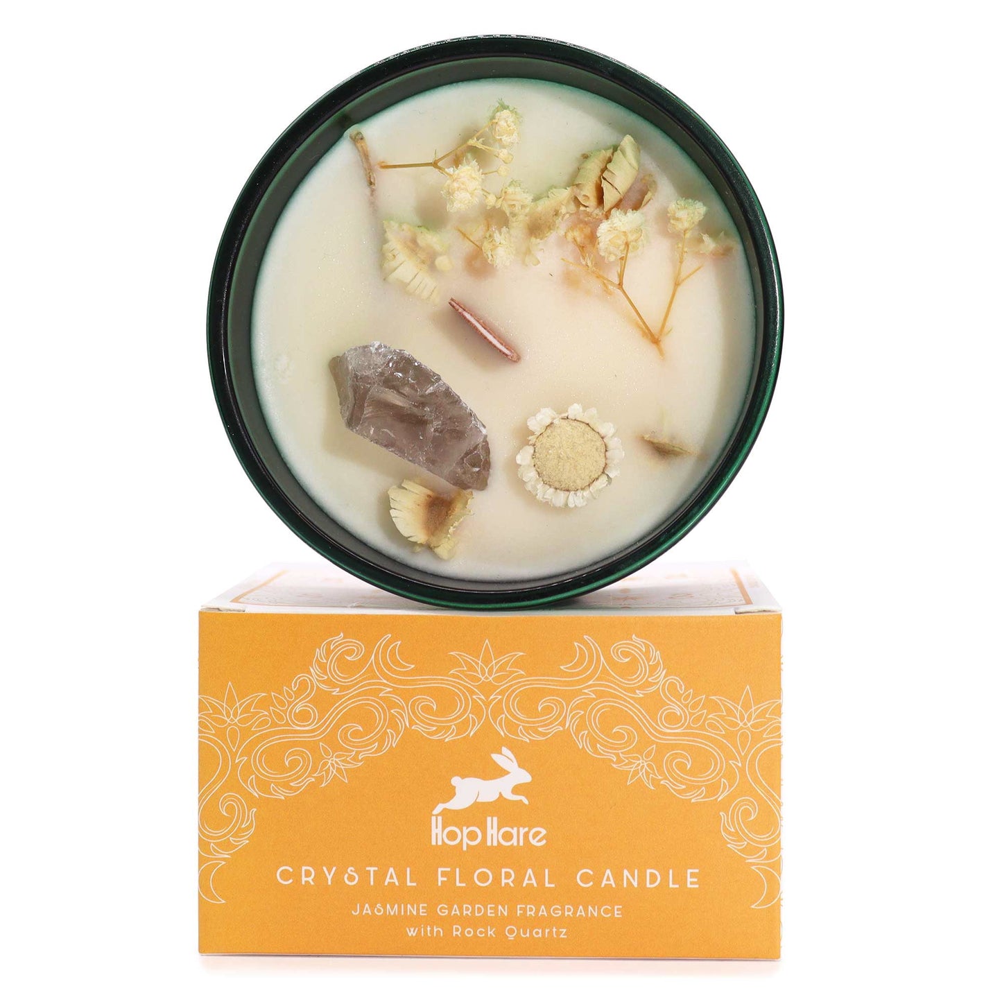 Crystal Magic Flower Eco-Friendly Soy Wax Candle - The Lion product packaging on clean background from Quintessential Holistic Health Ltd
