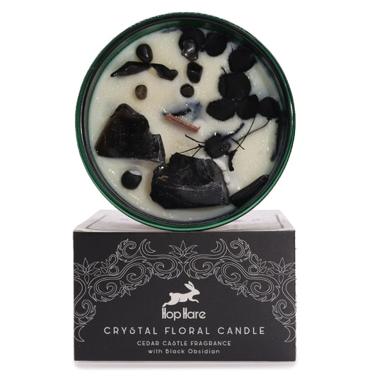 Crystal Magic Flower Eco-Friendly Soy Wax Candle - The Knight of Swords product packaging on clean background from Quintessential Holistic Health Ltd
