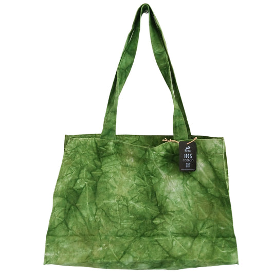 Handmade Eco-Friendly 100% Natural Cotton Handy Bag - Stonewashed and Forest Green - main product image from Quintessential Holistic Health Ltd UK