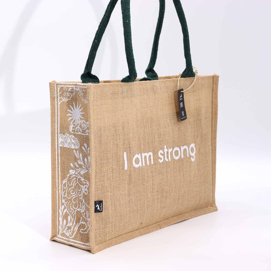 Eco-Friendly Jute Tote Bag - I Am Strong