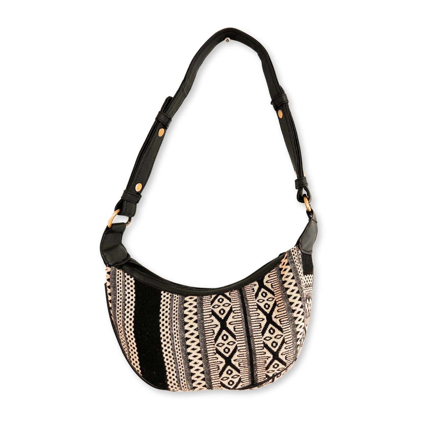 Handmade Jacquard Hobo Bag - Grey Metro product packaging on clean background from Quintessential Holistic Health Ltd