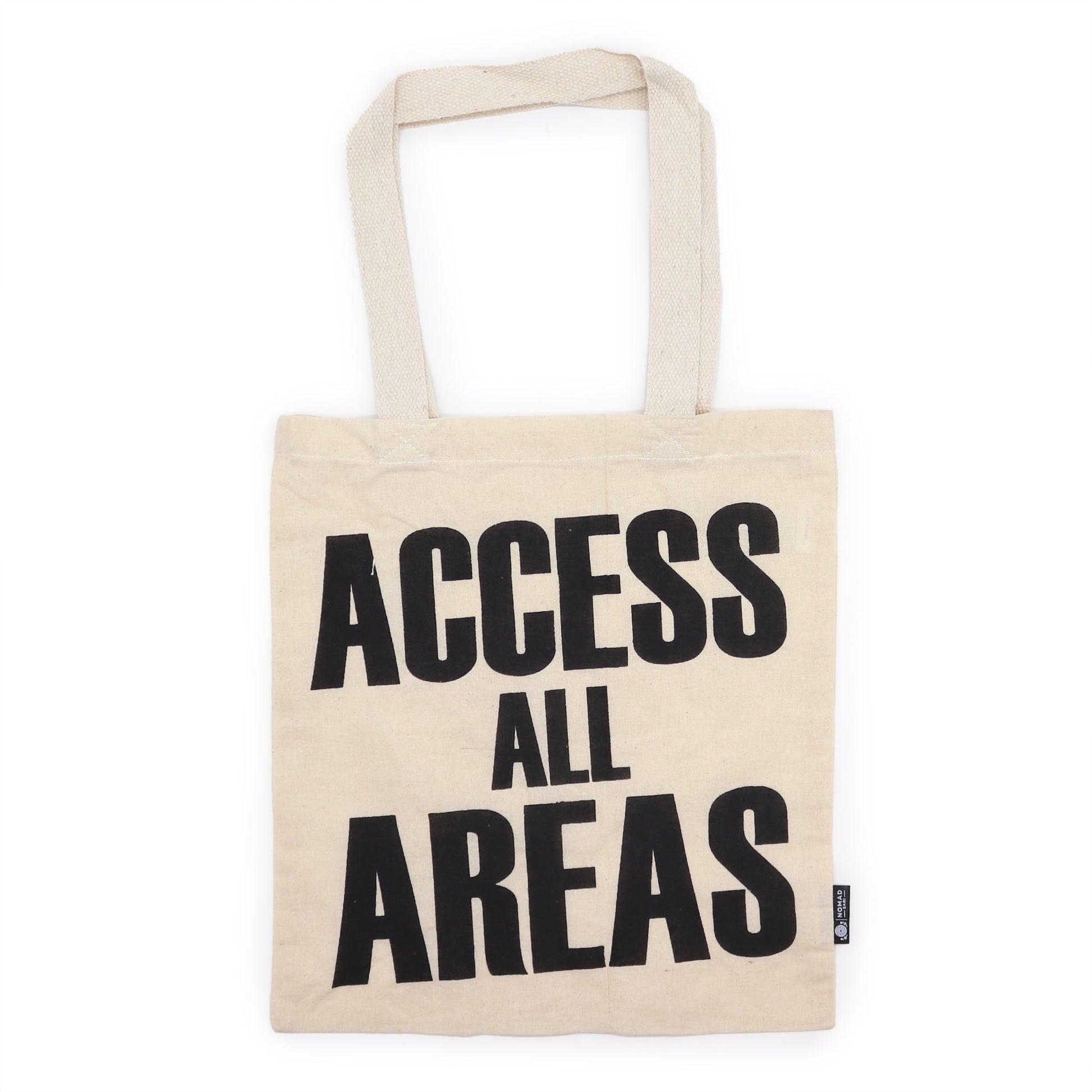 Iconic Natural Cotton Tote Bag - Access All Areas - Natural with bold black stacked Access All Areas lettering by Quintessential Holistic Health Ltd