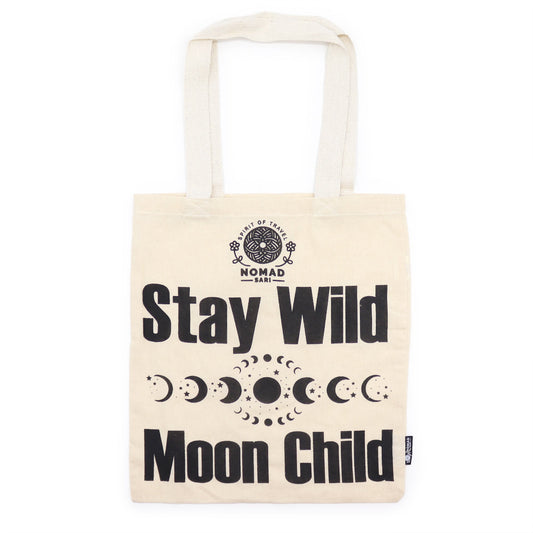 Iconic Natural Cotton Tote Bag - Stay Wild Moon Child - Natural - main product image from Quintessential Holistic Health Ltd UK