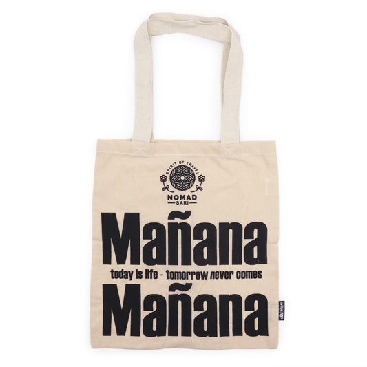 Iconic Natural Cotton Tote Bag - Mañana Mañana - Natural - main product image from Quintessential Holistic Health Ltd UK