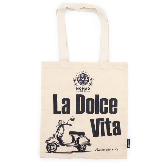 Iconic Natural Cotton Tote Bag - La Dolce Vita - Natural - main product image from Quintessential Holistic Health Ltd UK