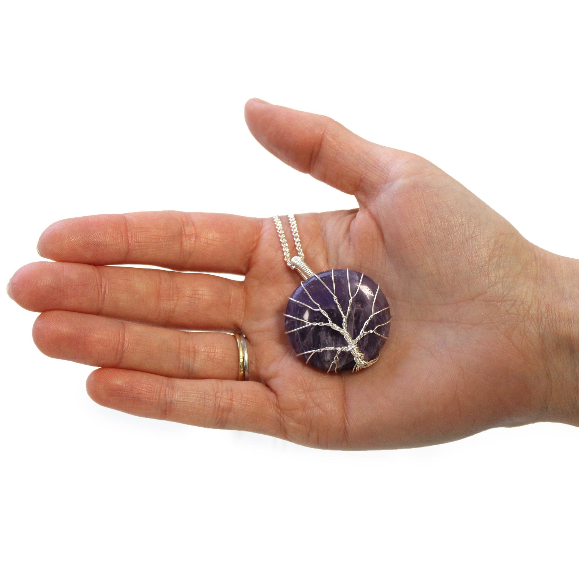 Tree of Life Gemstone Necklace - Amethyst product packaging on clean background from Quintessential Holistic Health Ltd