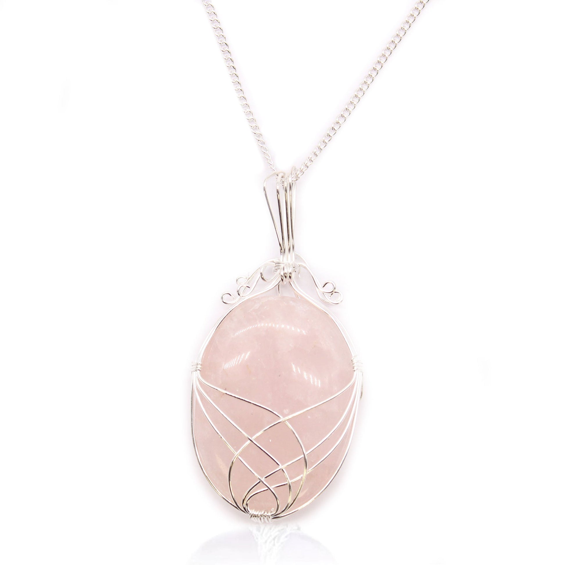 Swirl Wrapped Gemstone Necklace - Rose Quartz product packaging on clean background from Quintessential Holistic Health Ltd