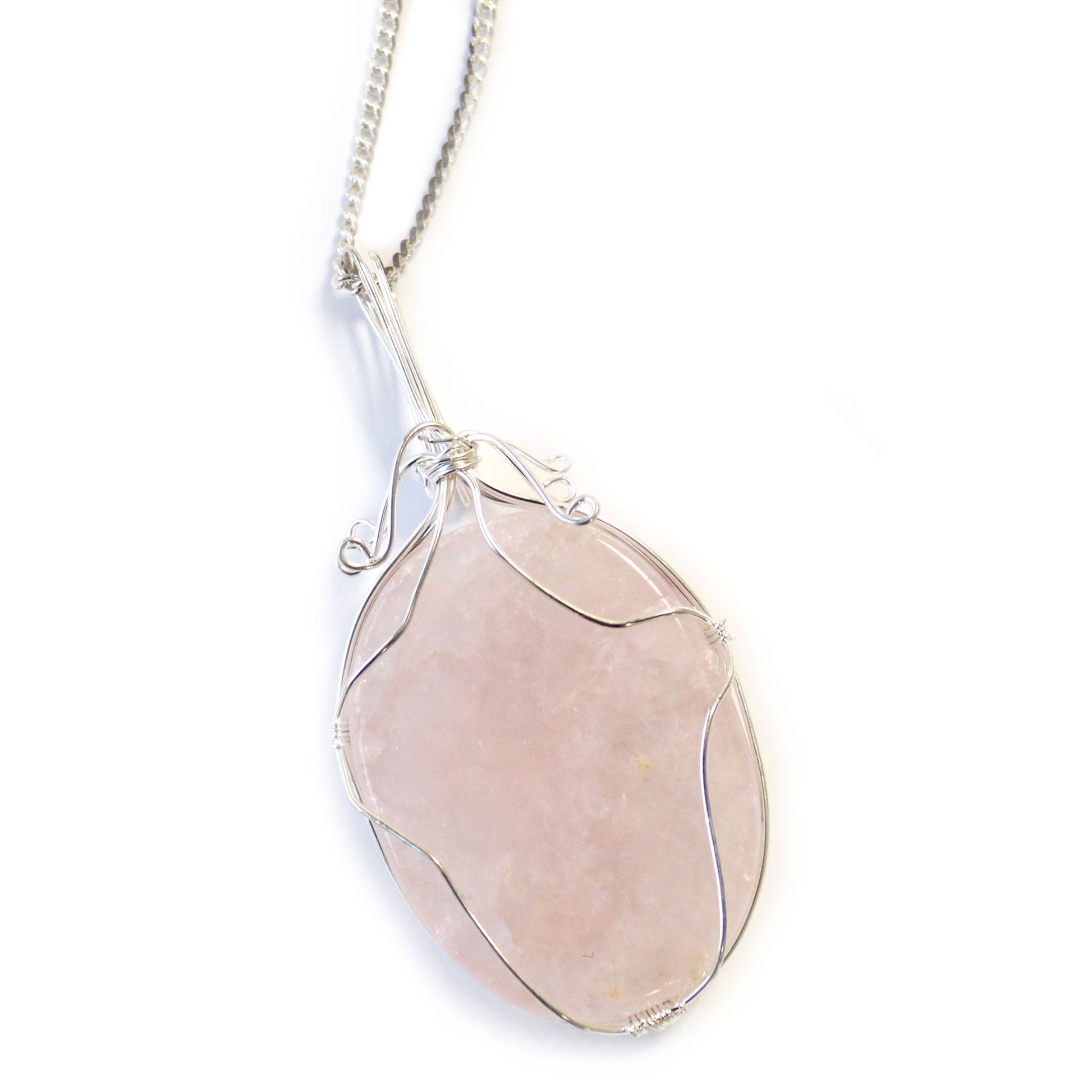 Swirl Wrapped Gemstone Necklace - Rose Quartz product packaging on clean background from Quintessential Holistic Health Ltd