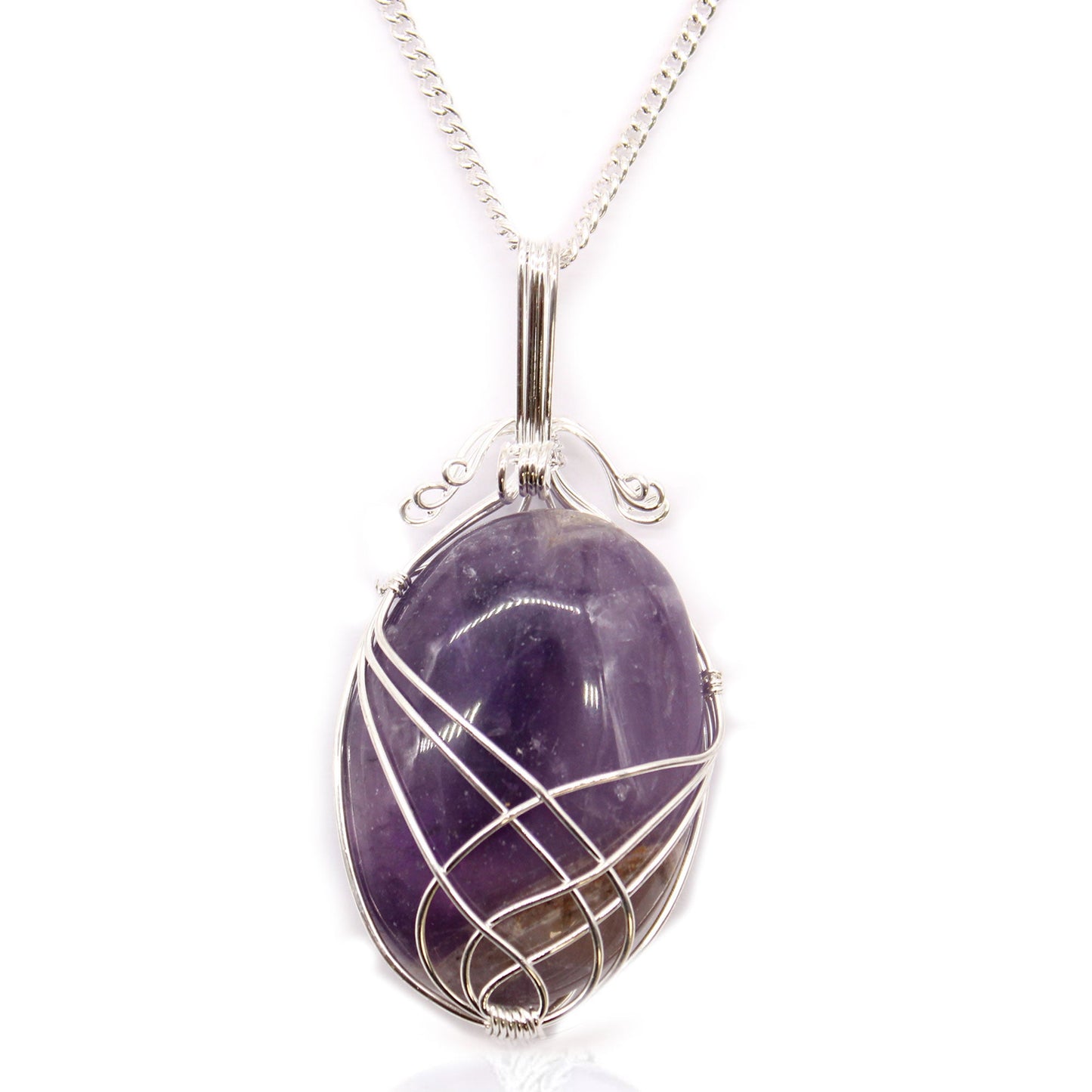 Swirl Wrapped Gemstone Necklace - Amethyst product packaging on clean background from Quintessential Holistic Health Ltd