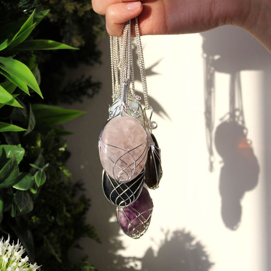 Swirl Wrapped Gemstone Unisex Necklace