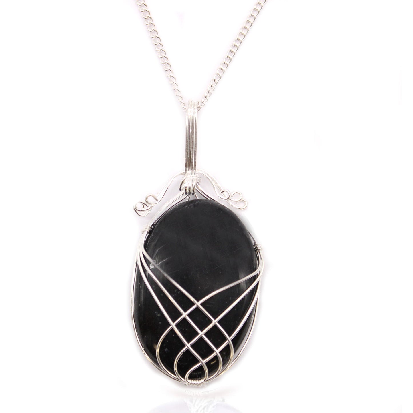 Swirl Wrapped Gemstone Necklace - Black Onyx product packaging on clean background from Quintessential Holistic Health Ltd