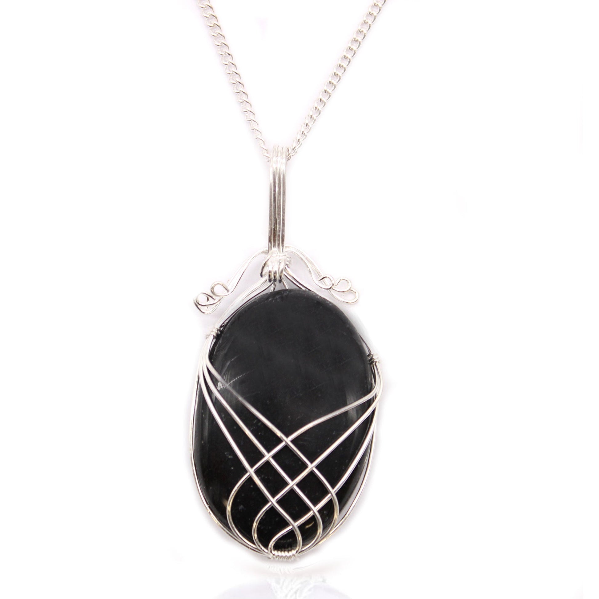 Swirl Wrapped Gemstone Necklace - Black Onyx product packaging on clean background from Quintessential Holistic Health Ltd