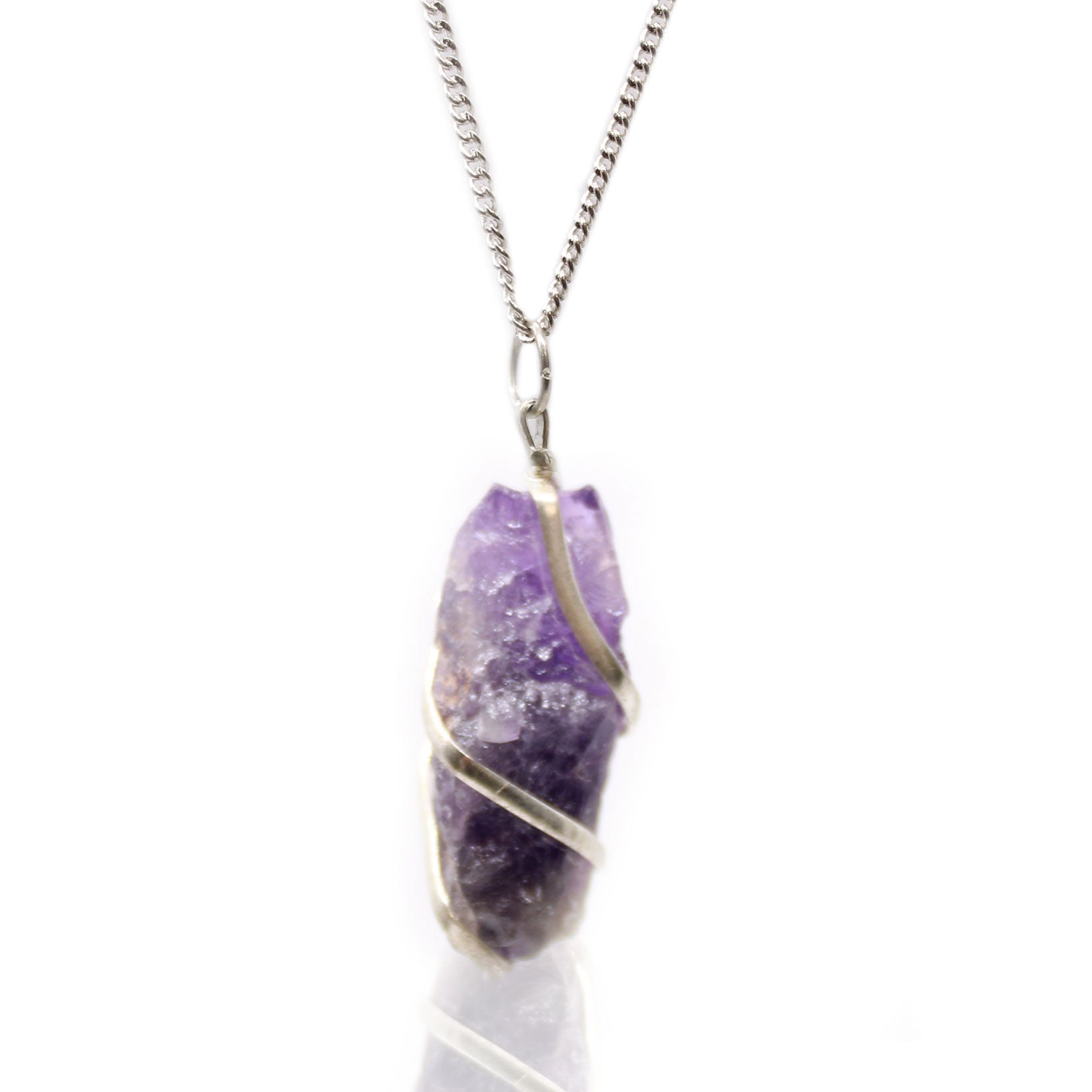 Cascade Wrapped Gemstone Necklace - Rough Amethyst product packaging on clean background from Quintessential Holistic Health Ltd