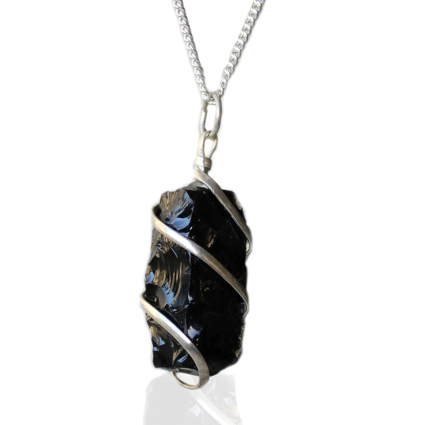 Cascade Wrapped Gemstone Necklace - Rough Black Onyx product packaging on clean background from Quintessential Holistic Health Ltd