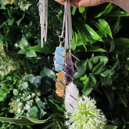 Cascade Wrapped Gemstone Unisex Necklace