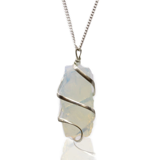 Cascade Wrapped Gemstone Necklace - Rough Opalite product packaging on clean background from Quintessential Holistic Health Ltd