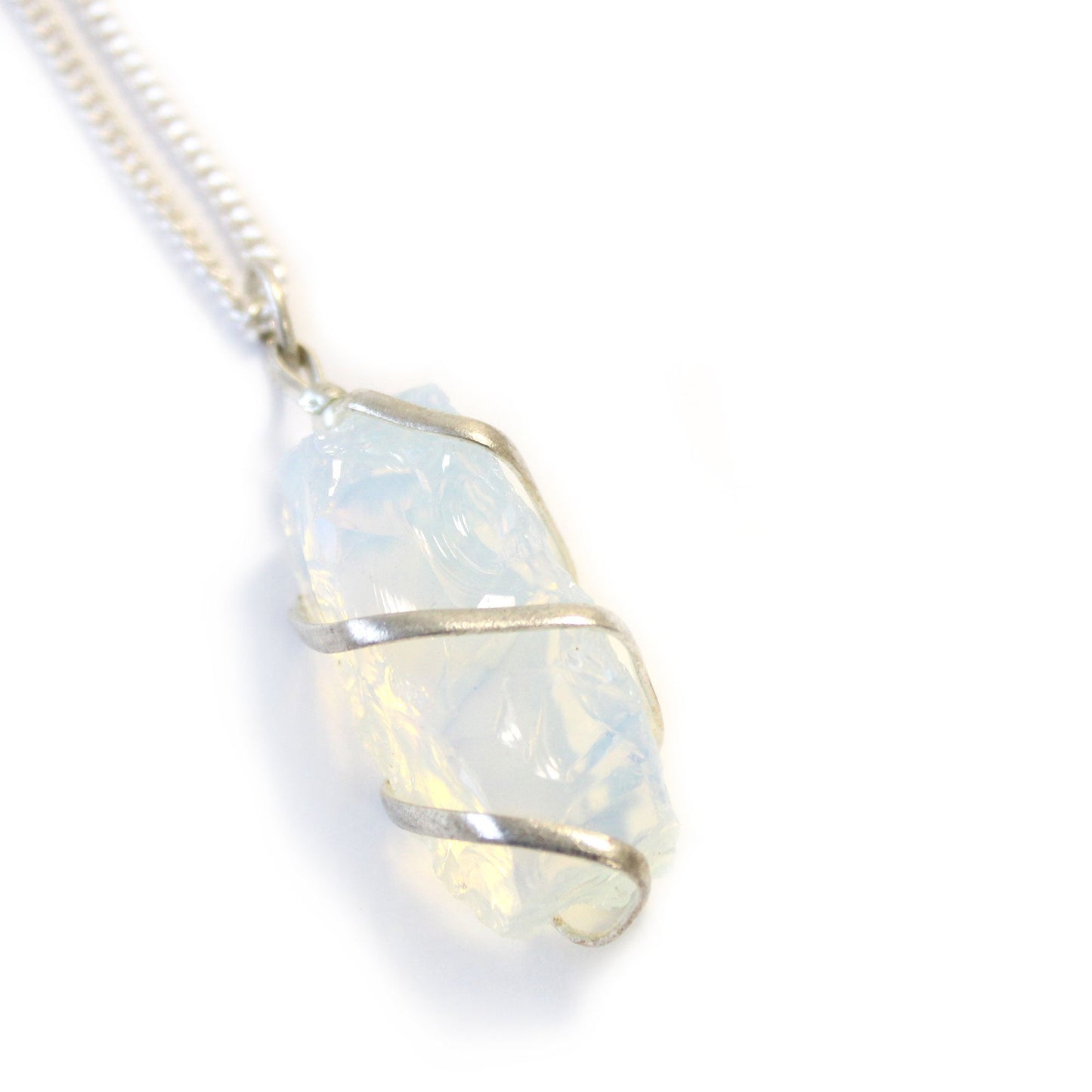 Cascade Wrapped Gemstone Necklace - Rough Opalite product packaging on clean background from Quintessential Holistic Health Ltd