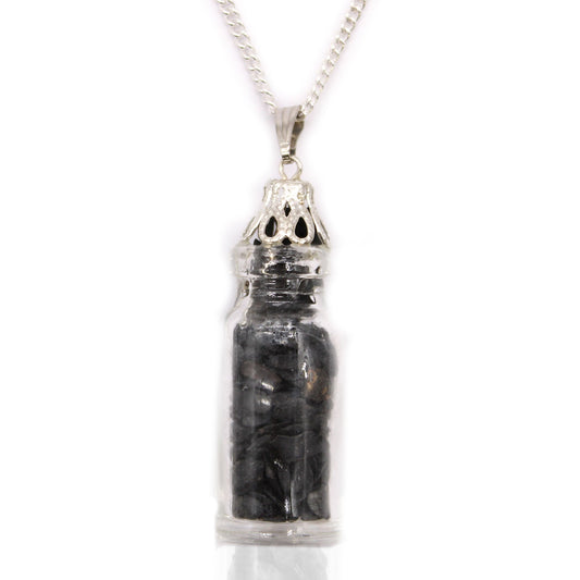 Bottled Gemstones Necklace - Black Onyx product packaging on clean background from Quintessential Holistic Health Ltd