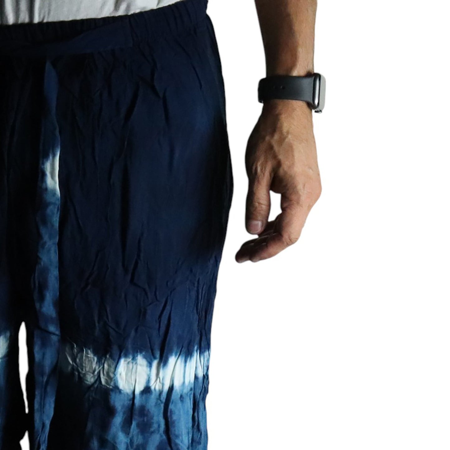 Japanese Style Unisex Tie Dyed Lounge Pants - Medium / Teal and Orange product packaging on clean background from Quintessential Holistic Health Ltd