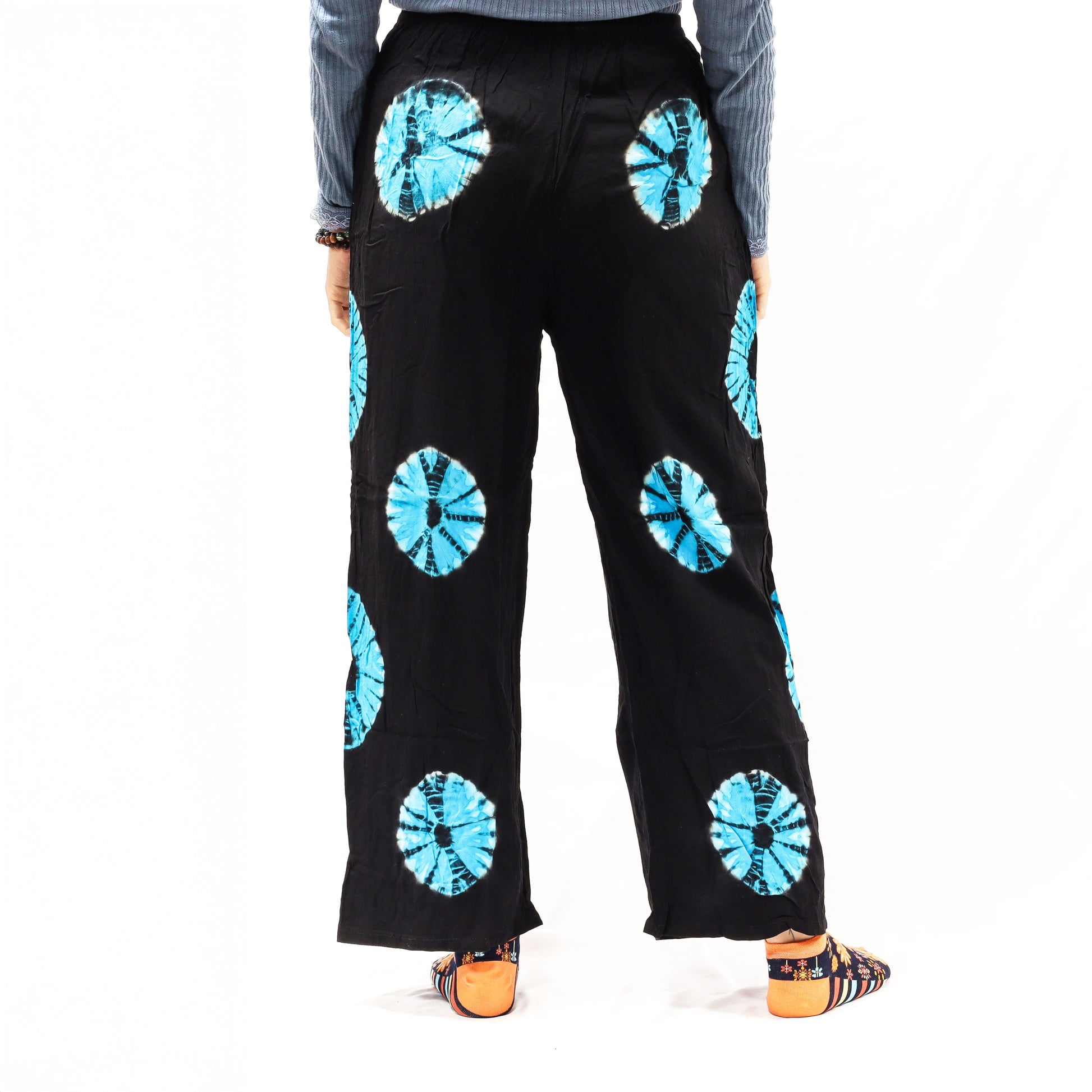 Japanese Style Unisex Tie Dyed Lounge Pants - Medium / Black and Blue product packaging on clean background from Quintessential Holistic Health Ltd