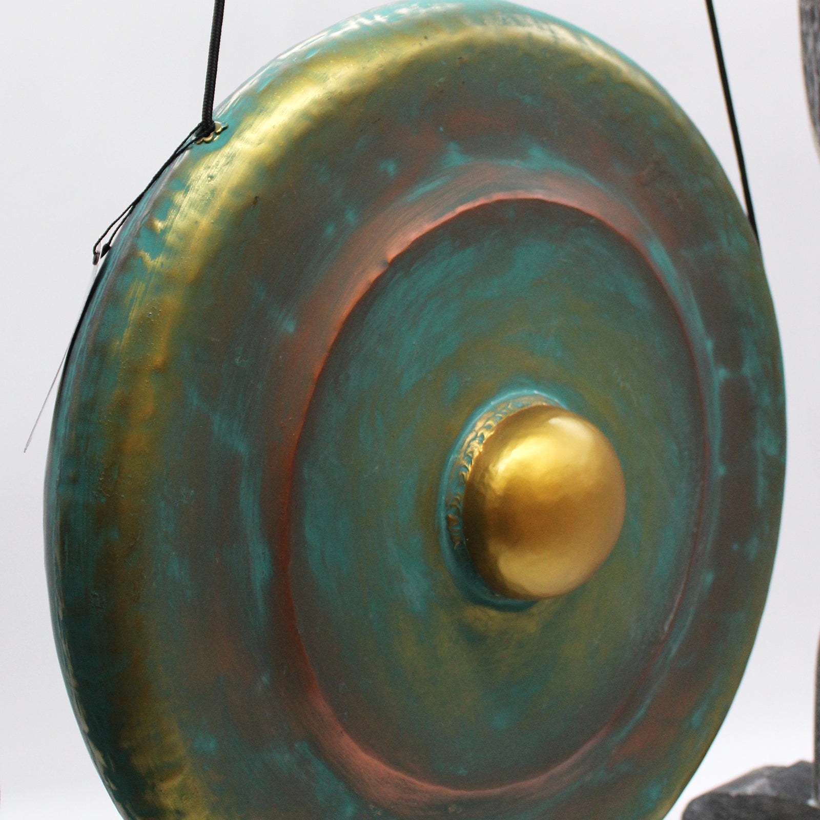 Handmade Albasia Wooden and Metal Healing Gong - Large 50cm / Greenwash product packaging on clean background from Quintessential Holistic Health Ltd