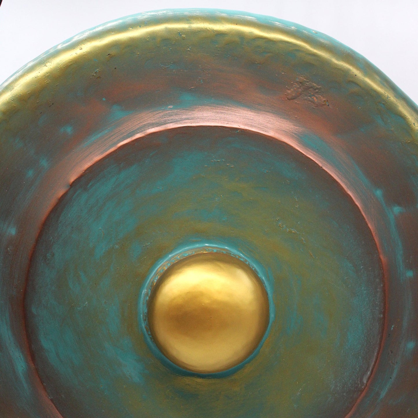 Handmade Albasia Wooden and Metal Healing Gong - Large 50cm / Greenwash product packaging on clean background from Quintessential Holistic Health Ltd