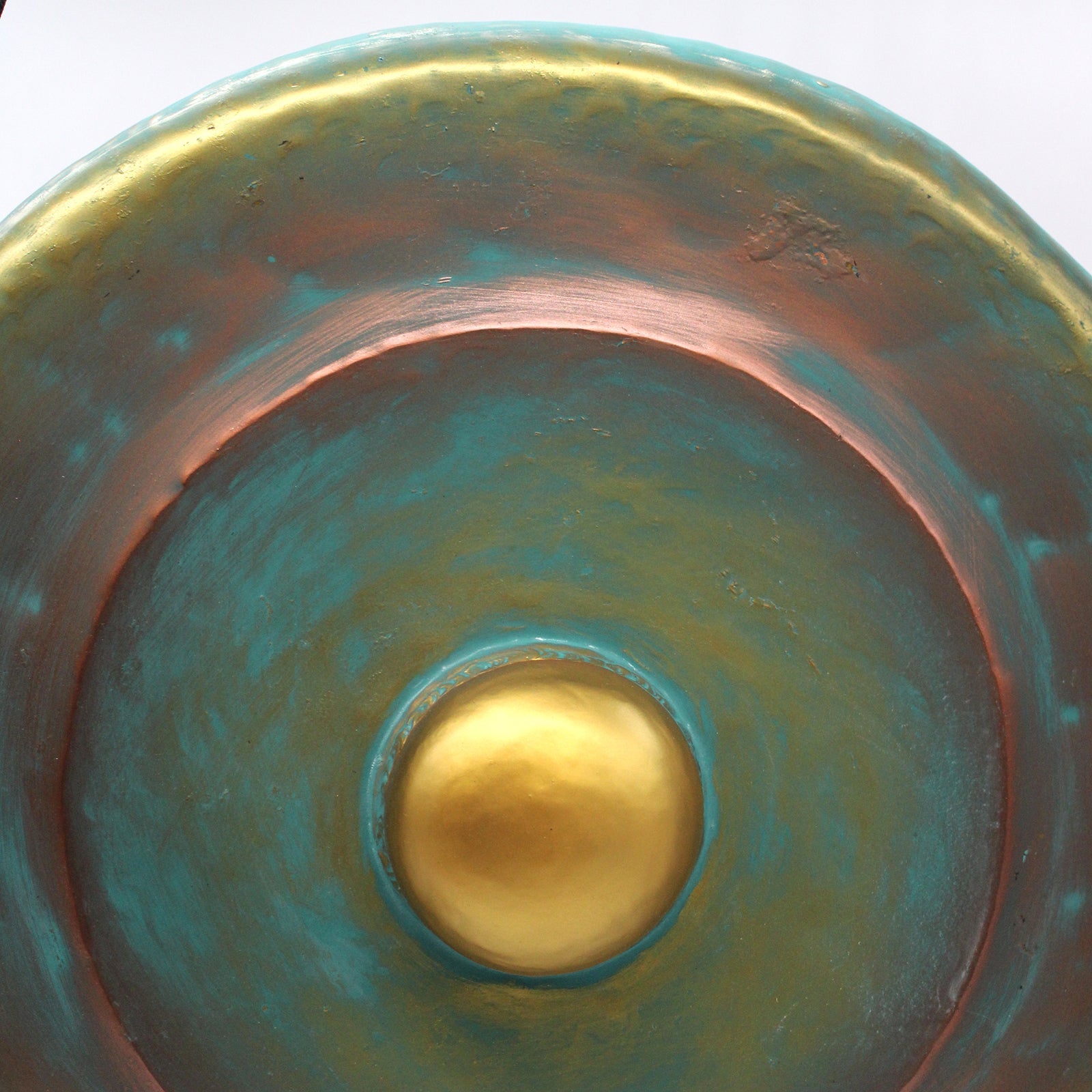 Handmade Albasia Wooden and Metal Healing Gong - Large 50cm / Greenwash product packaging on clean background from Quintessential Holistic Health Ltd