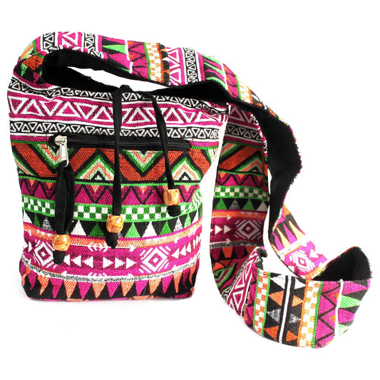 Handmade Jacquard Sling Bag - Pink product packaging on clean background from Quintessential Holistic Health Ltd