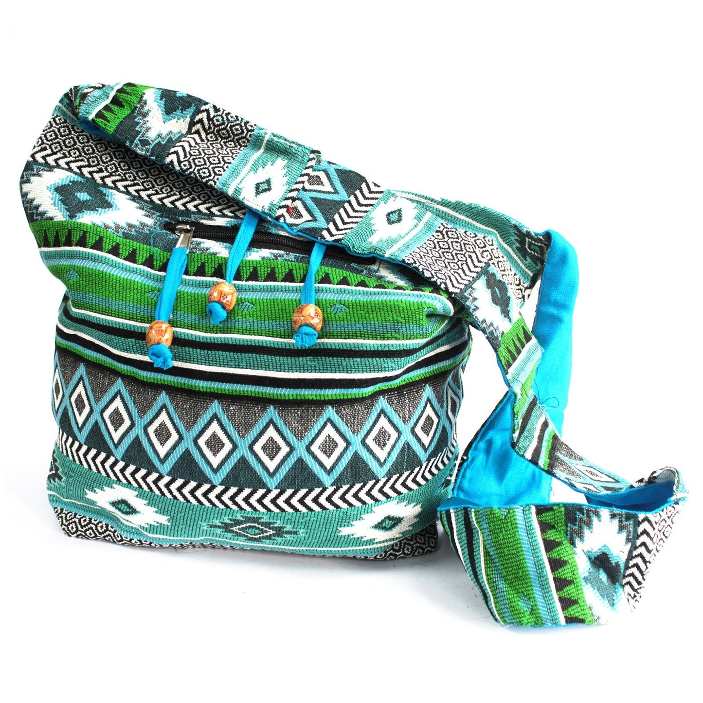 Handmade Jacquard Student Bag - Teal product packaging on clean background from Quintessential Holistic Health Ltd