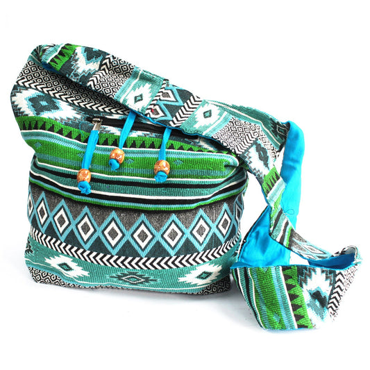Handmade Jacquard Student Bag - Teal product packaging on clean background from Quintessential Holistic Health Ltd