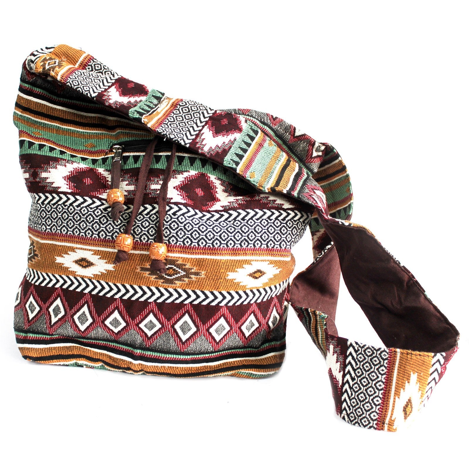 Handmade Jacquard Student Bag - Chocolate product packaging on clean background from Quintessential Holistic Health Ltd