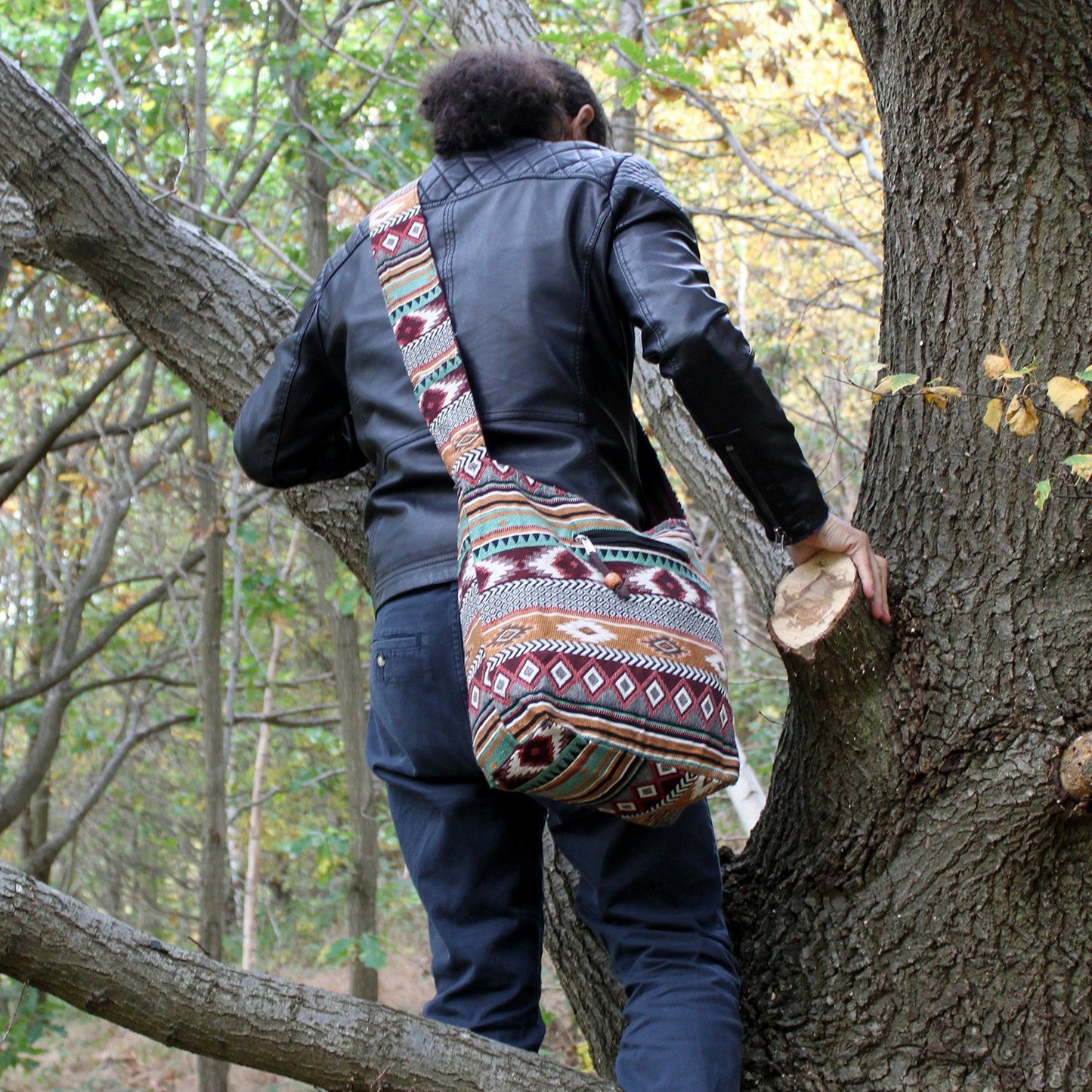 Handmade Jacquard Student Bag - Chocolate product packaging on clean background from Quintessential Holistic Health Ltd