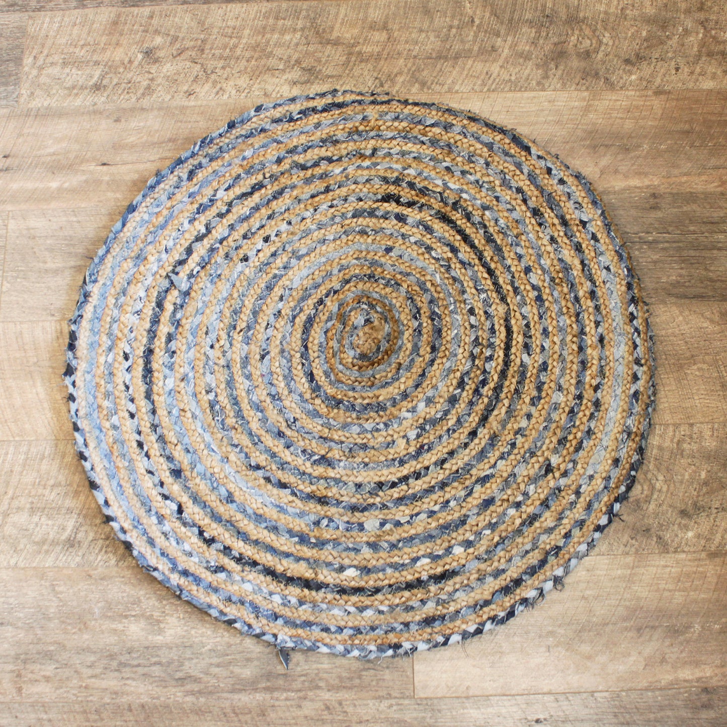 Handmade Round Jute and Recycled Cotton or Denim Rugs