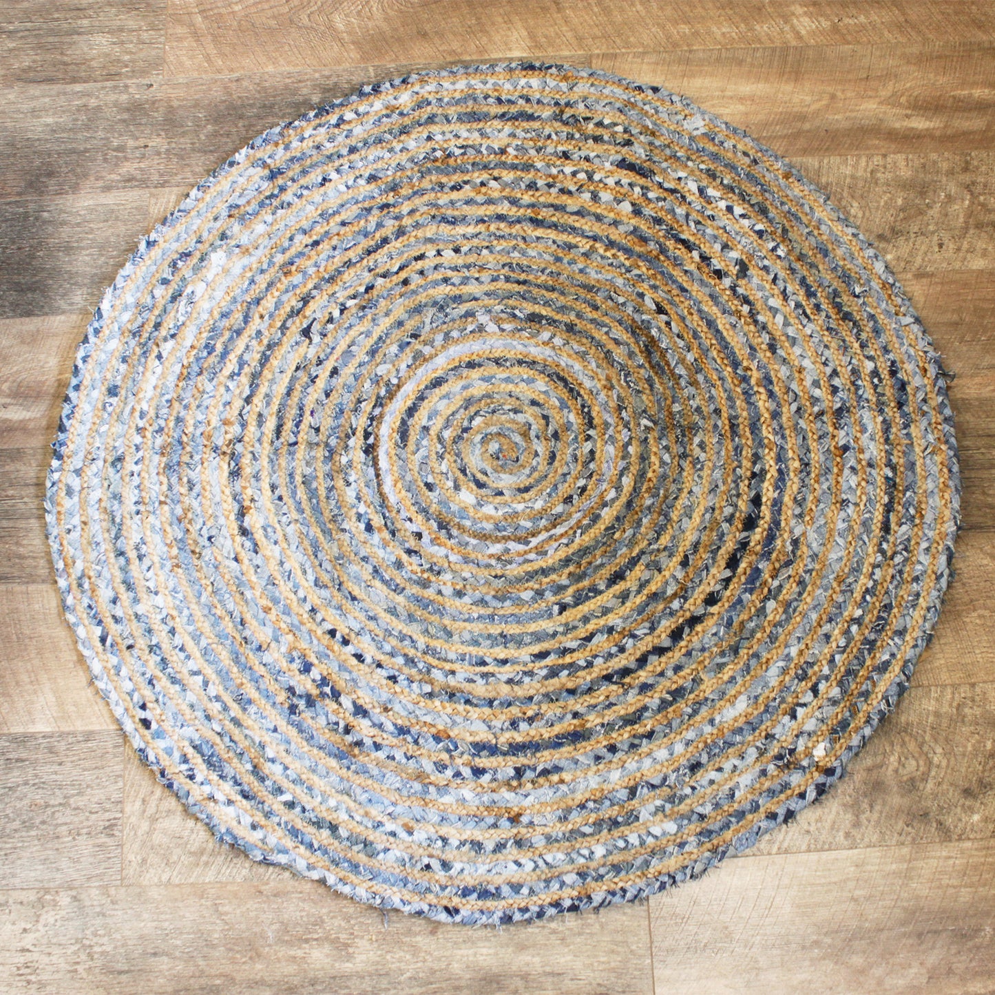 Handmade Round Jute and Recycled Cotton or Denim Rugs