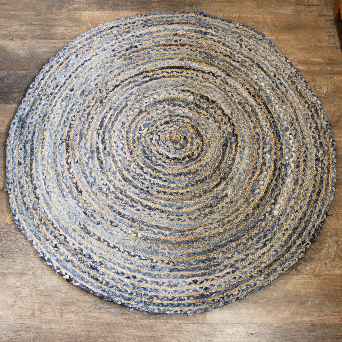 Handmade Round Jute and Recycled Cotton or Denim Rugs