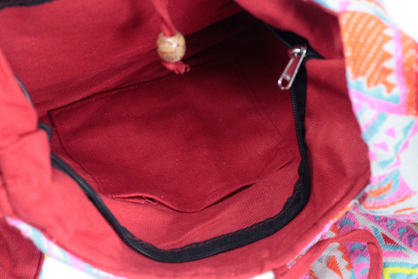 Kathmandu Cotton Cross-Body Bag - Sunrise / Multicolour product packaging on clean background from Quintessential Holistic Health Ltd