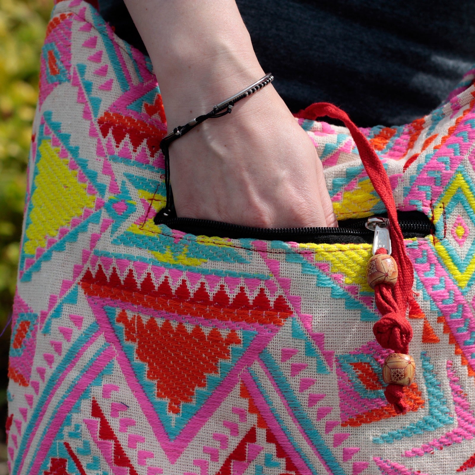 Kathmandu Cotton Cross-Body Bag - Sunrise / Multicolour product packaging on clean background from Quintessential Holistic Health Ltd