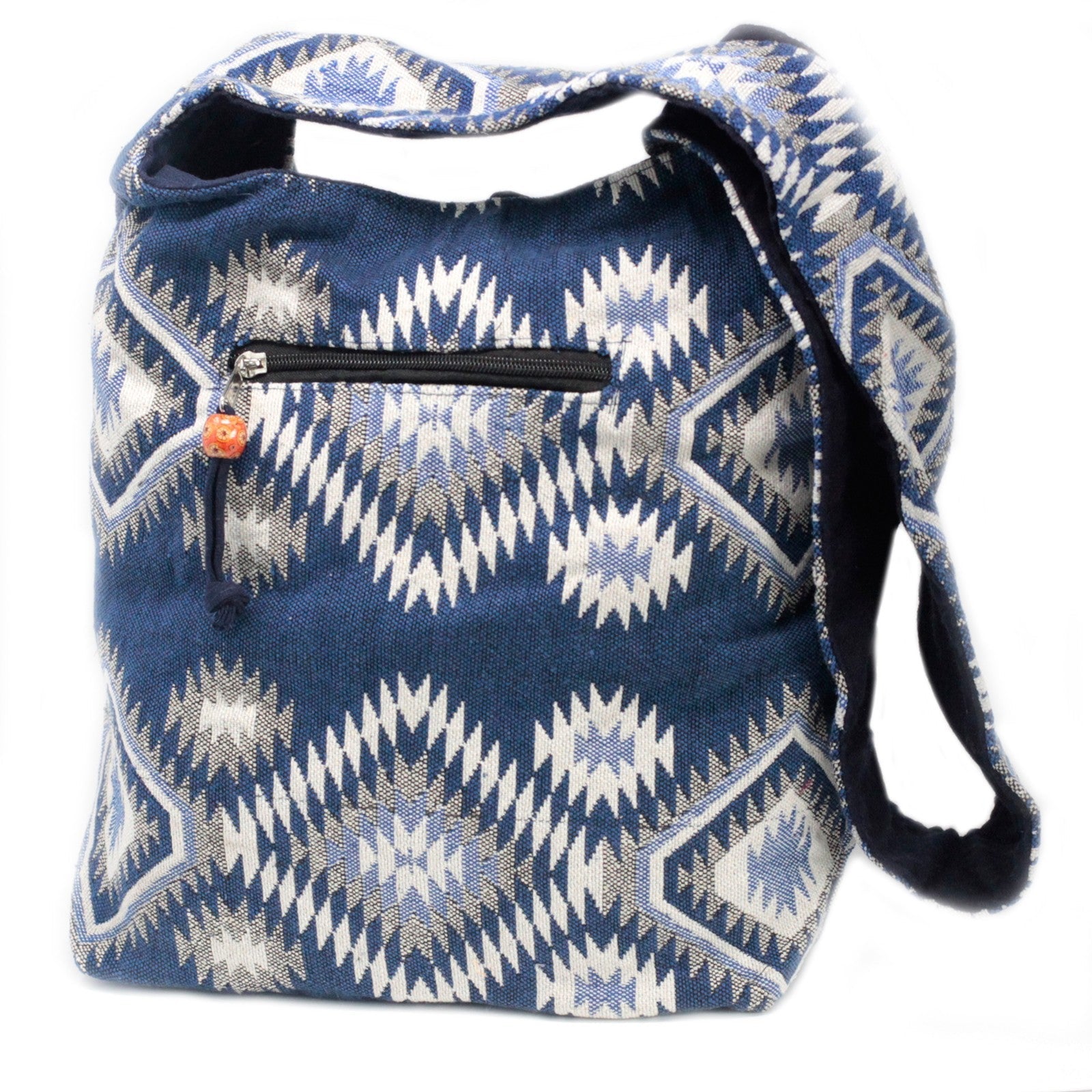 Kathmandu Cotton Cross-Body Bag - Dusk / Blue product packaging on clean background from Quintessential Holistic Health Ltd