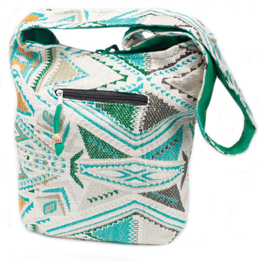 Kathmandu Cotton Cross-Body Bag - Midday / Green