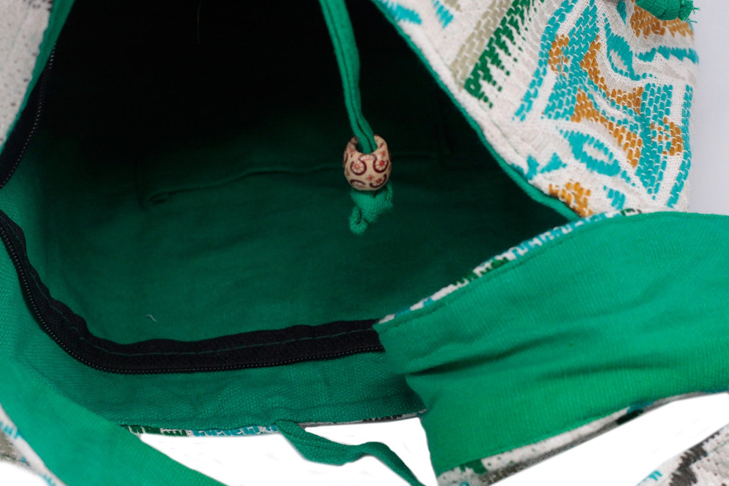 Kathmandu Cotton Cross-Body Bag - Midday / Green product packaging on clean background from Quintessential Holistic Health Ltd