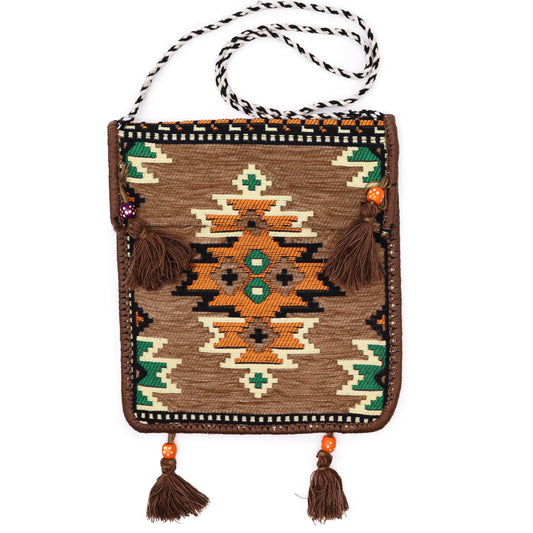 Kilim Bohemian Shoulder Bag - Beige